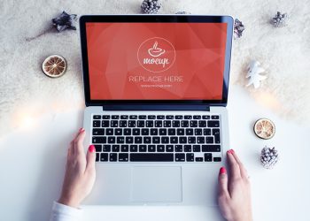 Free Mockup MacBook White Christmas