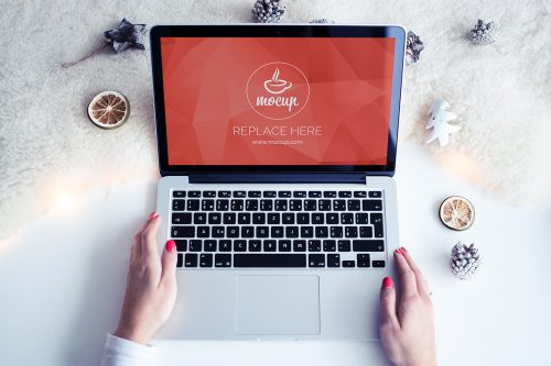 Free Mockup MacBook White Christmas