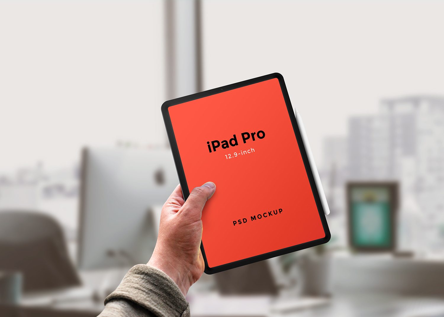 Hand Holding iPad Pro PSD Mockup