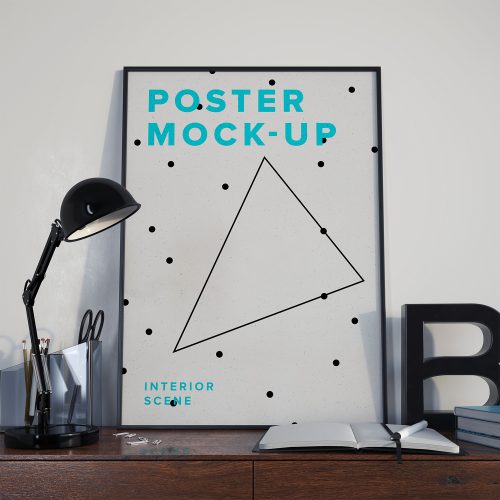 Poster Mockup PSD – Interior Scene