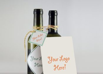 Wine Bottle & Greeting Card Mockup