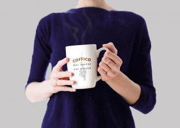 Woman Holding Coffee Mug Mockup