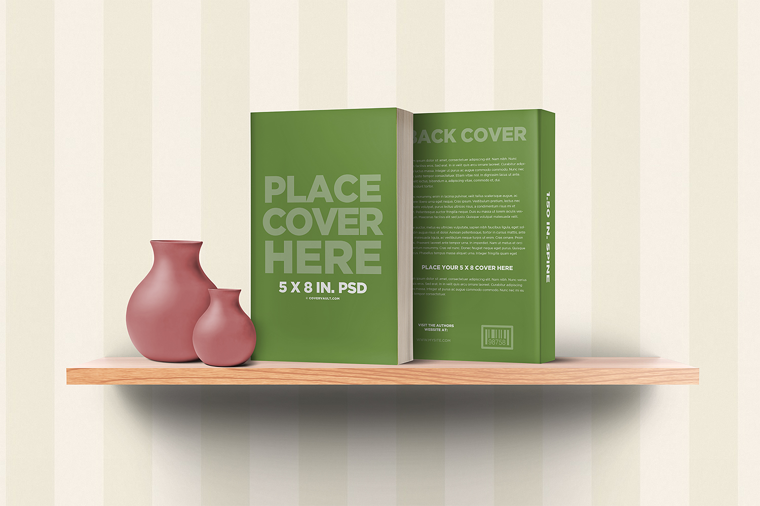 Front Back Book Cover Mockup On A Wood Shelf Best Free Mockups