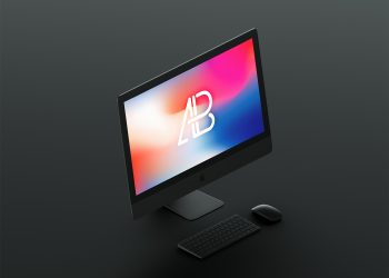 Isometric Matte Black iMac Pro Mockup