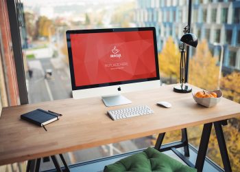 Free PSD Mockup iMac Business Office