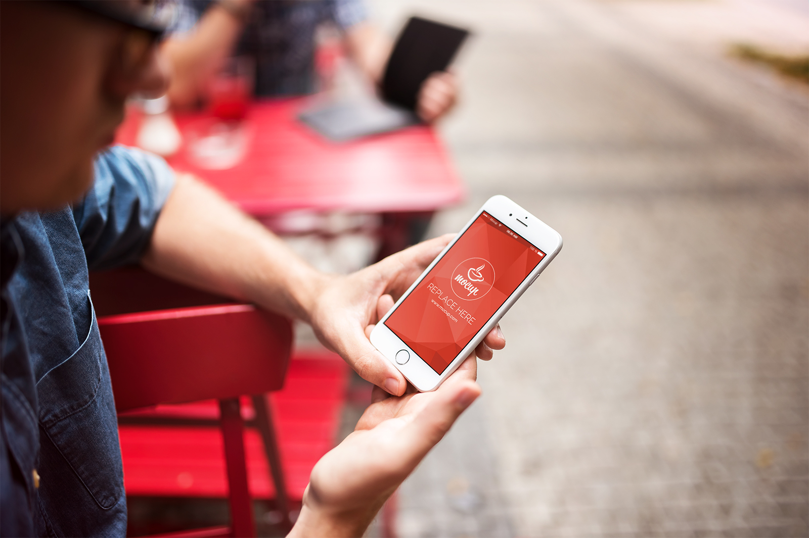 Free iPhone 6 Mockup Street Cafe