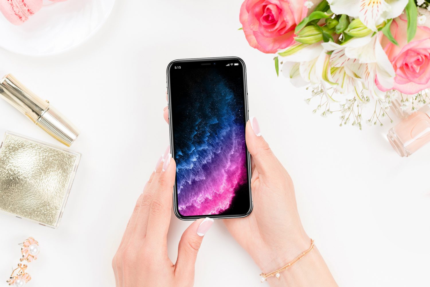 Girl Holding iPhone X Mockup