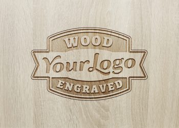 Wood Engraved Logo Mockup