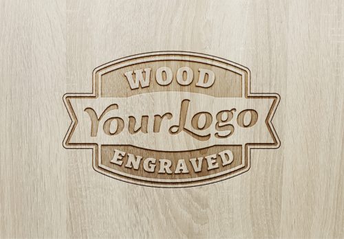 Wood Engraved Logo Mockup