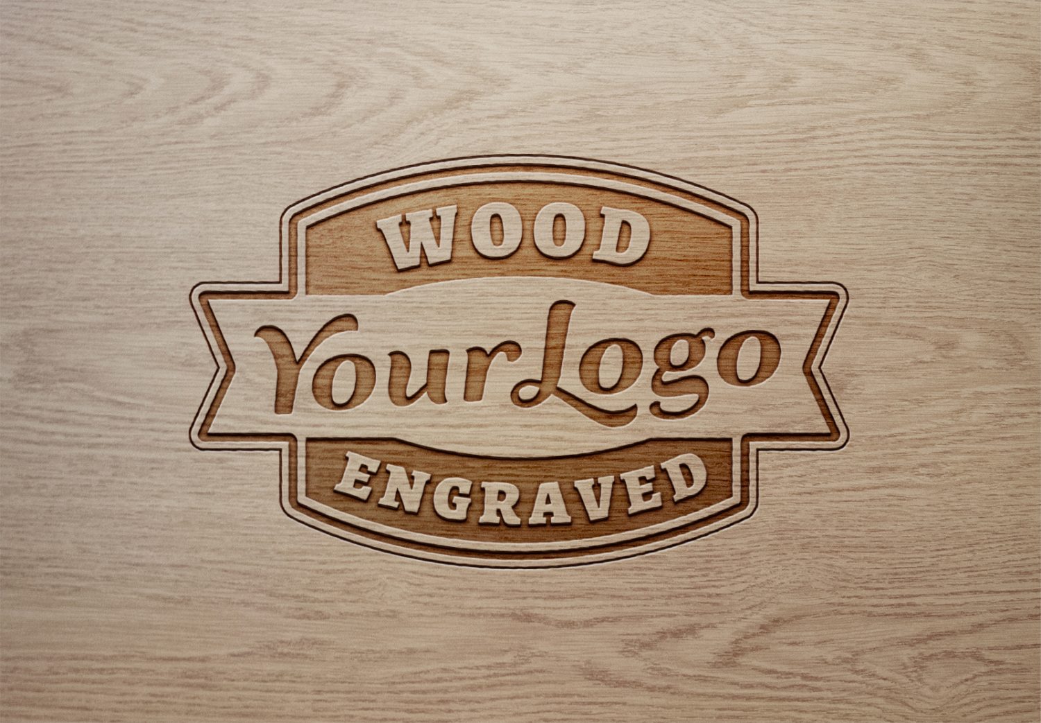 Wood Engraved Logo Mockup