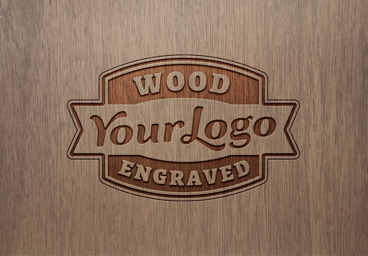 Wood Engraved Logo Mockup