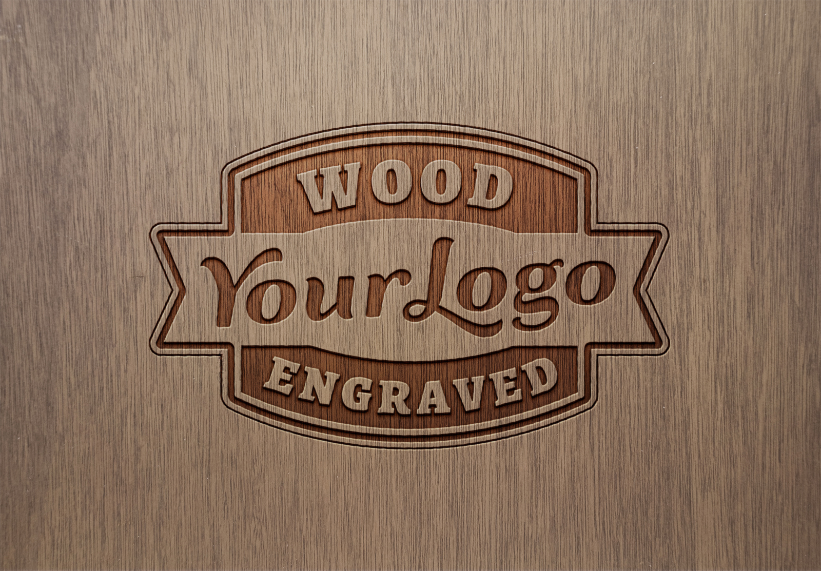 Wood Engraved Logo Mockup