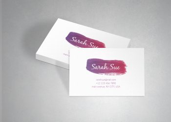 Corporative Card Mockup with a Watercolor Brush Stroke