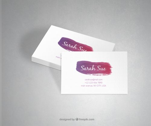 Corporative Card Mockup with a Watercolor Brush Stroke