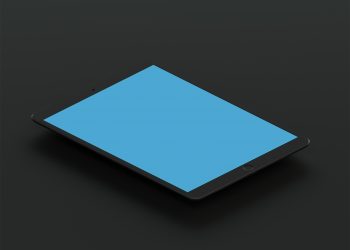 Isometric Matte Black iPad Pro 10.5 Mockup