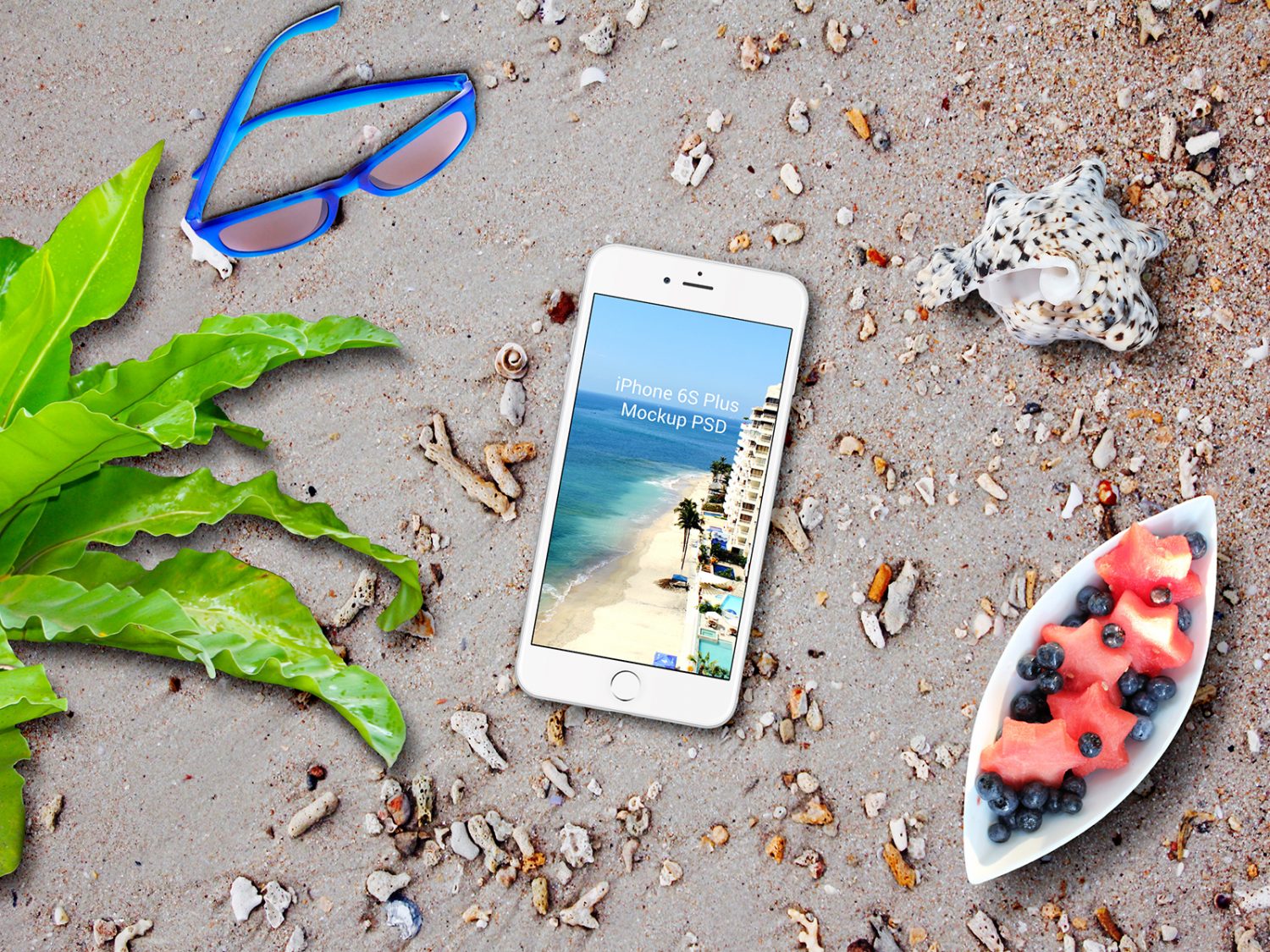iPhone 6s Plus and iPad Pro on the Beach Mockup