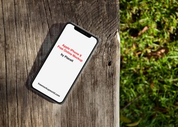 iPhone X Mockup Lying on a Wooden Bench