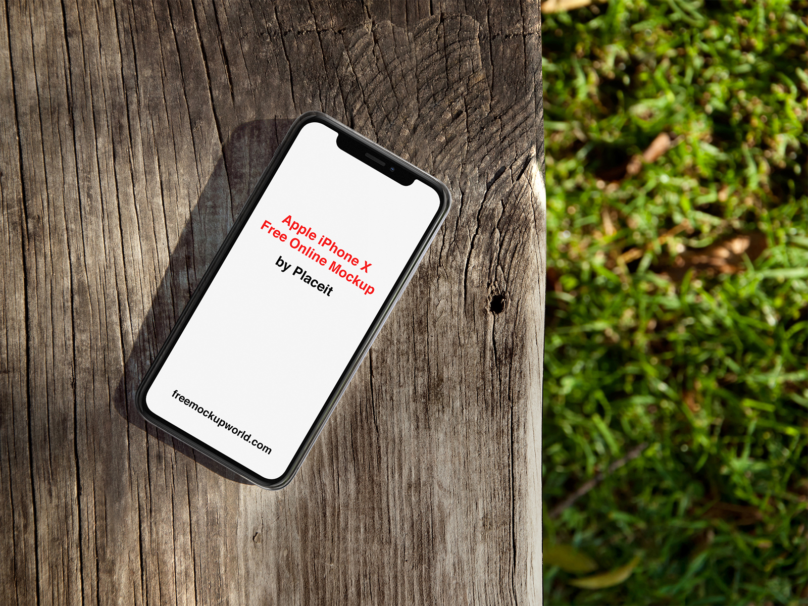 iPhone X Mockup Lying on a Wooden Bench