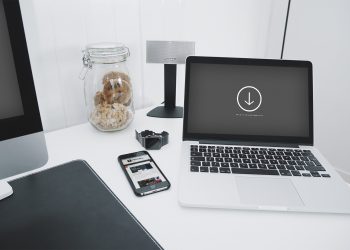 Apple Devices In Office Mockup