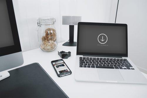 Apple Devices In Office Mockup