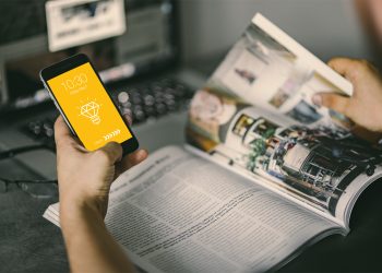 Magazine with iPhone Mockup PSD