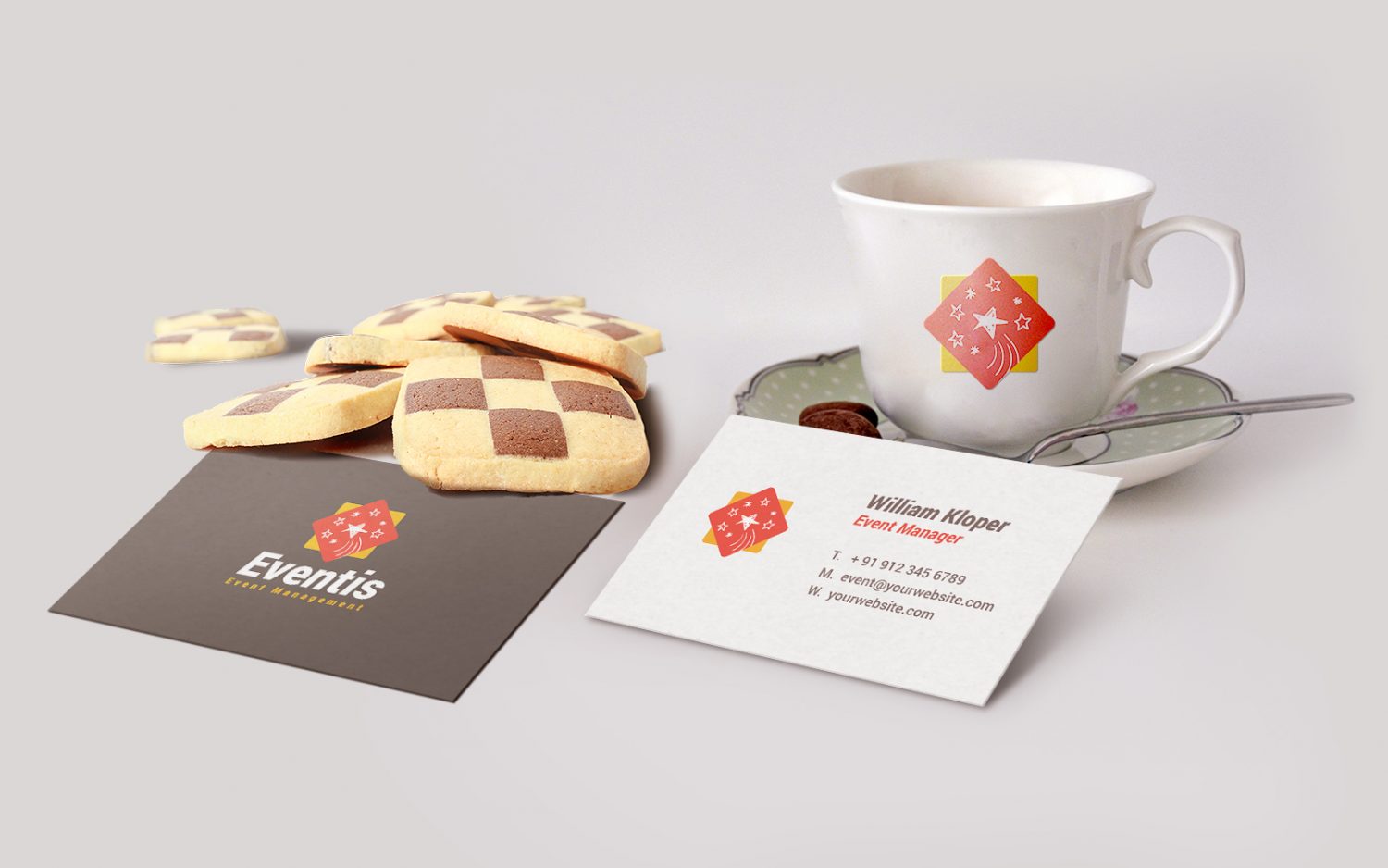 Business Card Coffee Cup Mockup