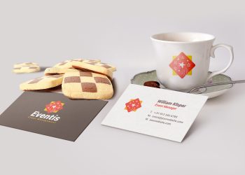 Business Card Coffee Cup Mockup