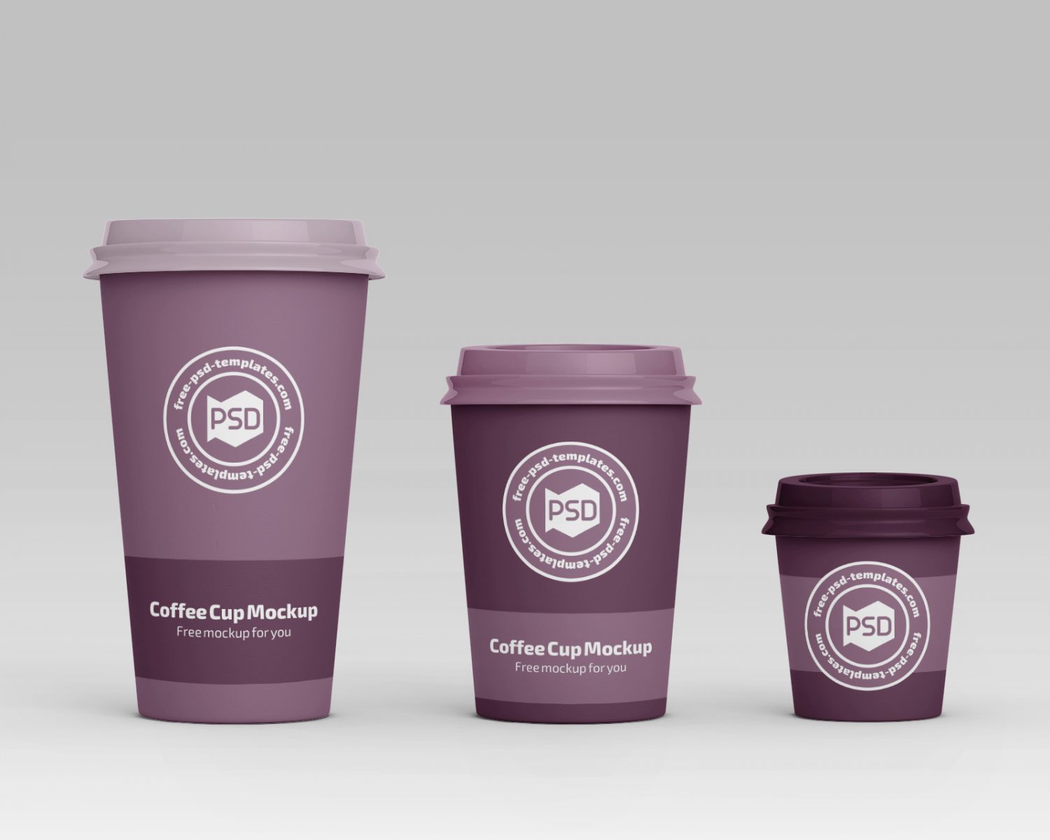 3 Size Coffee Cup Mockups PSD