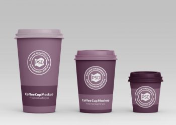 3 Size Coffee Cup Mockups PSD