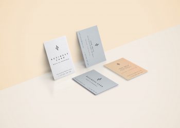 4 Business Cards Scene Mockup PSD