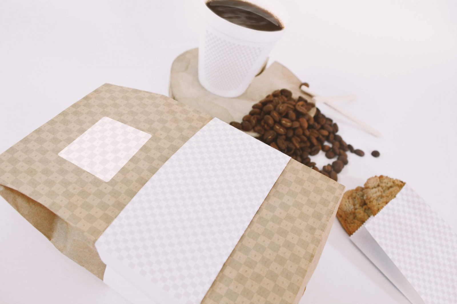 Download Coffee Bag Cup Mockup Perspective Top View 02 - Best Free ...