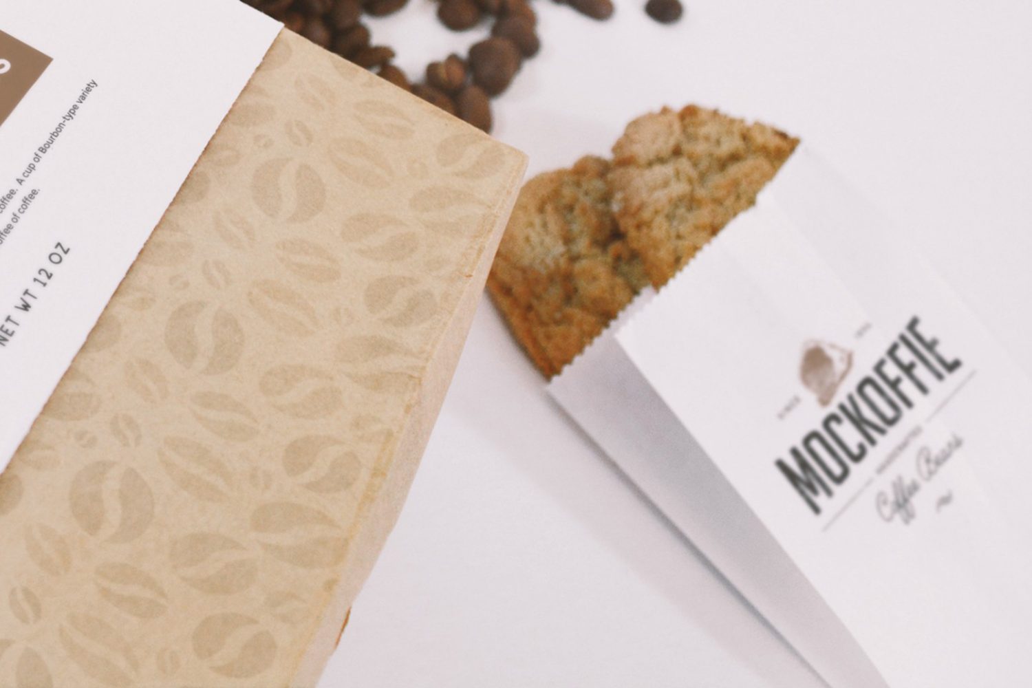 Coffee Bag Cup Mockup Perspective Top View