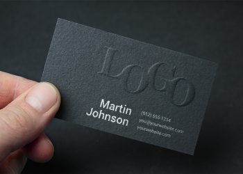 Embossed Dark Business Card Mockup