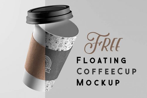 Free Floating Coffee Cup Mockup PSD