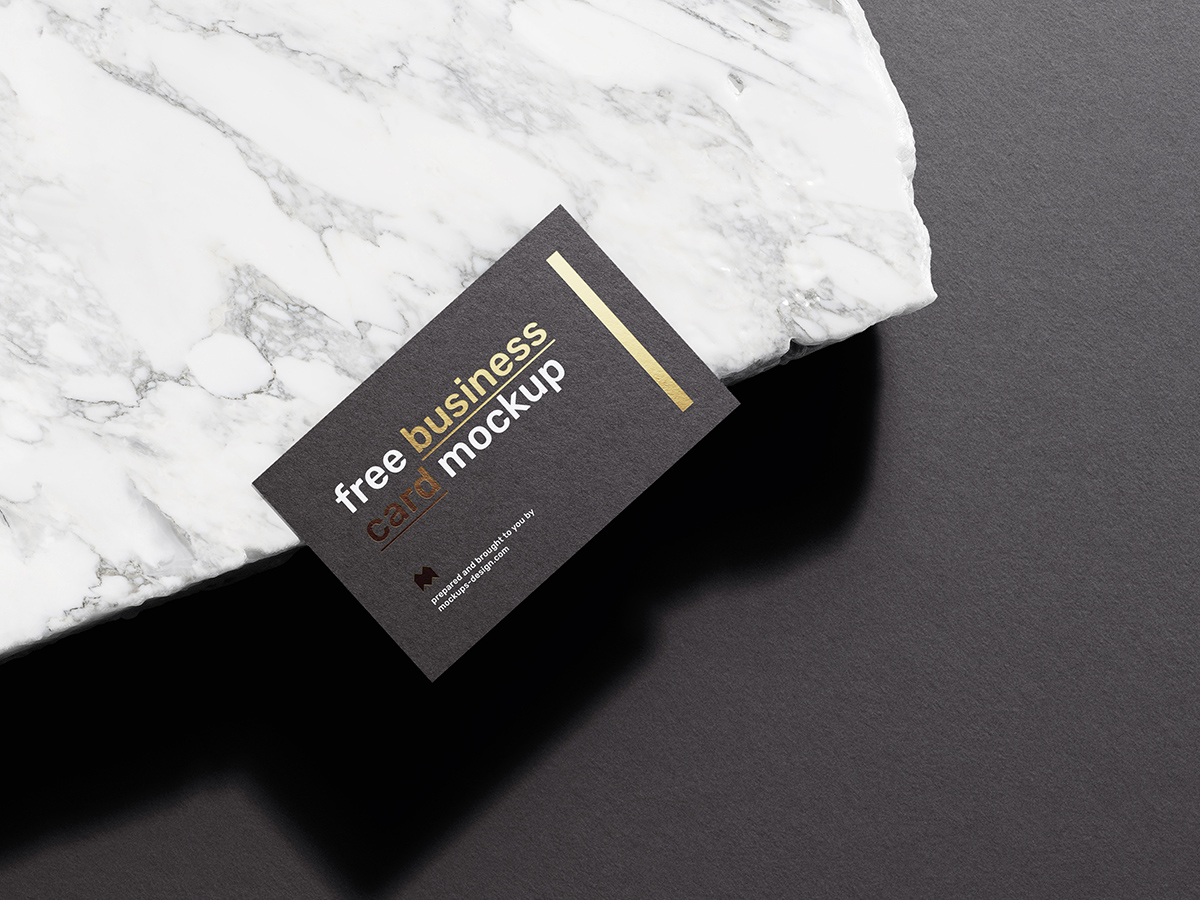 Free Business Card on Marble Mockup PSD