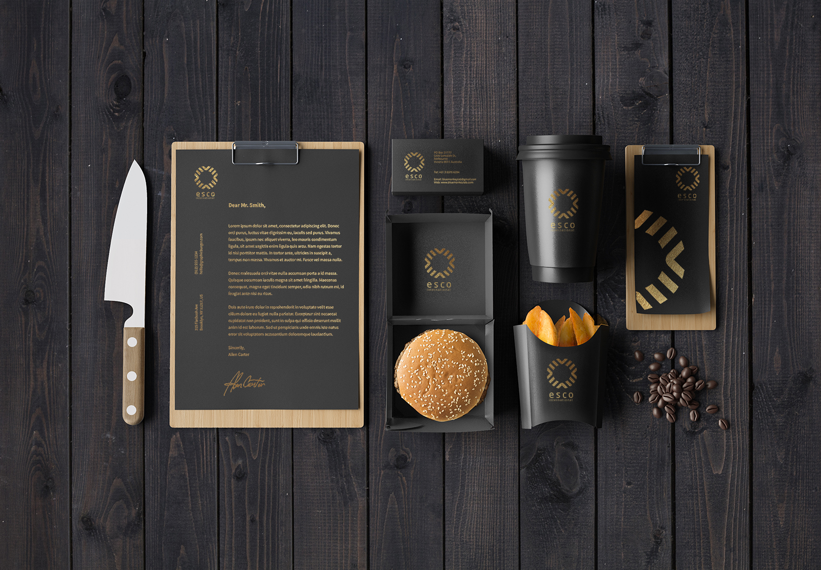 Free Cafe Stationery Mockup PSD