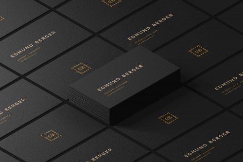 Free Dark Isometric Business Cards Mockup PSD