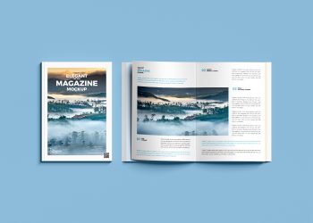 Free Elegant Top View Magazine Mockup PSD