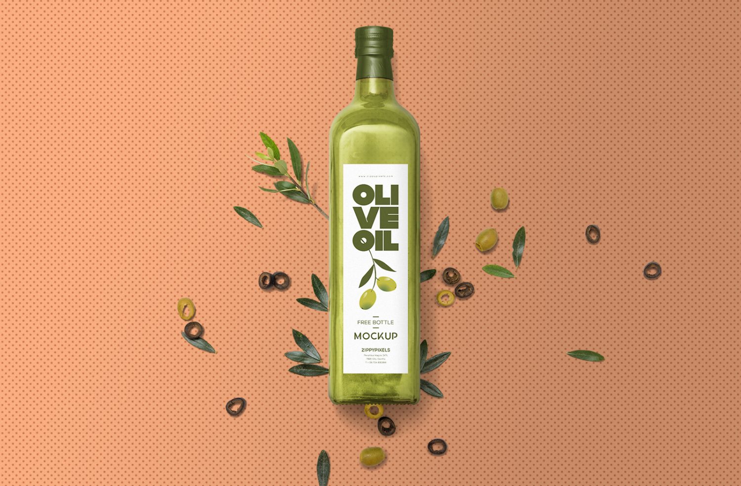 Free Glass Olive Oil Bottle Mockup