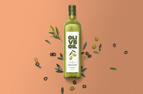 Free Glass Olive Oil Bottle Mockup