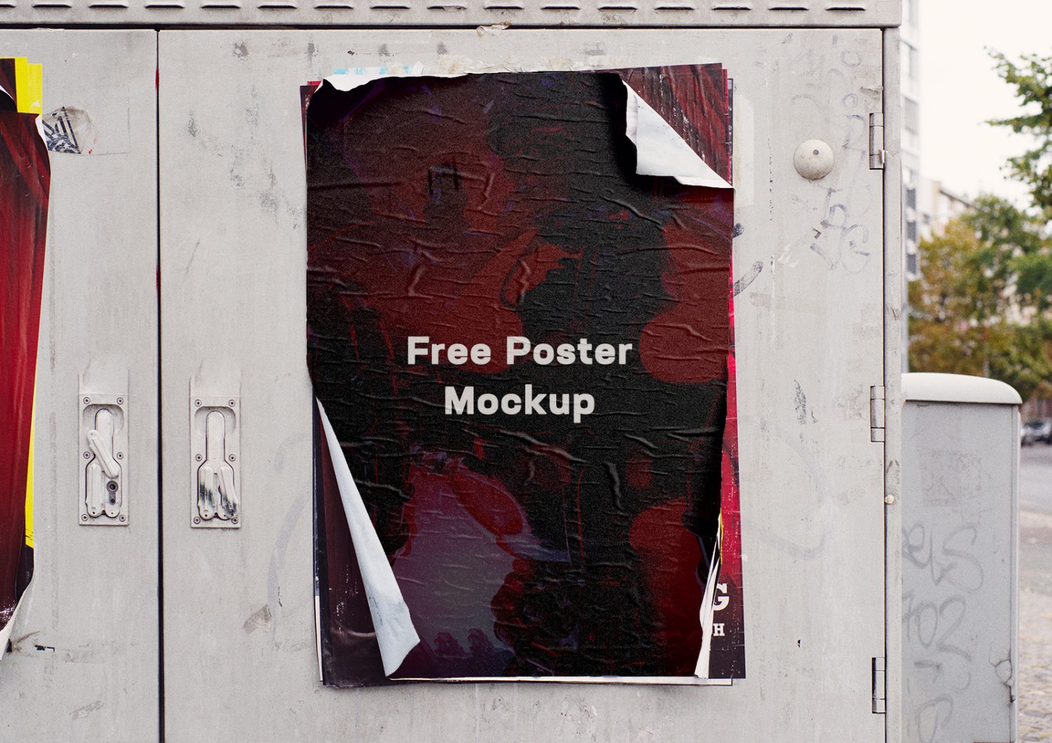 Free Glued Street Poster Mockup PSD