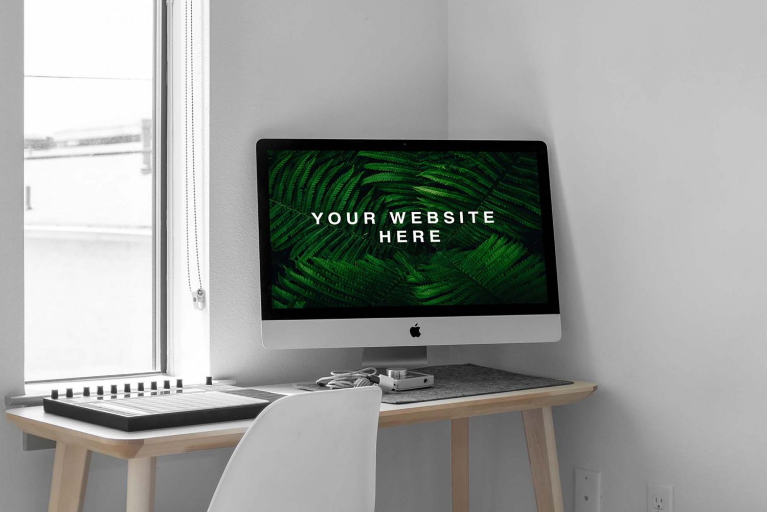 Free iMac in Room Mockup PSD