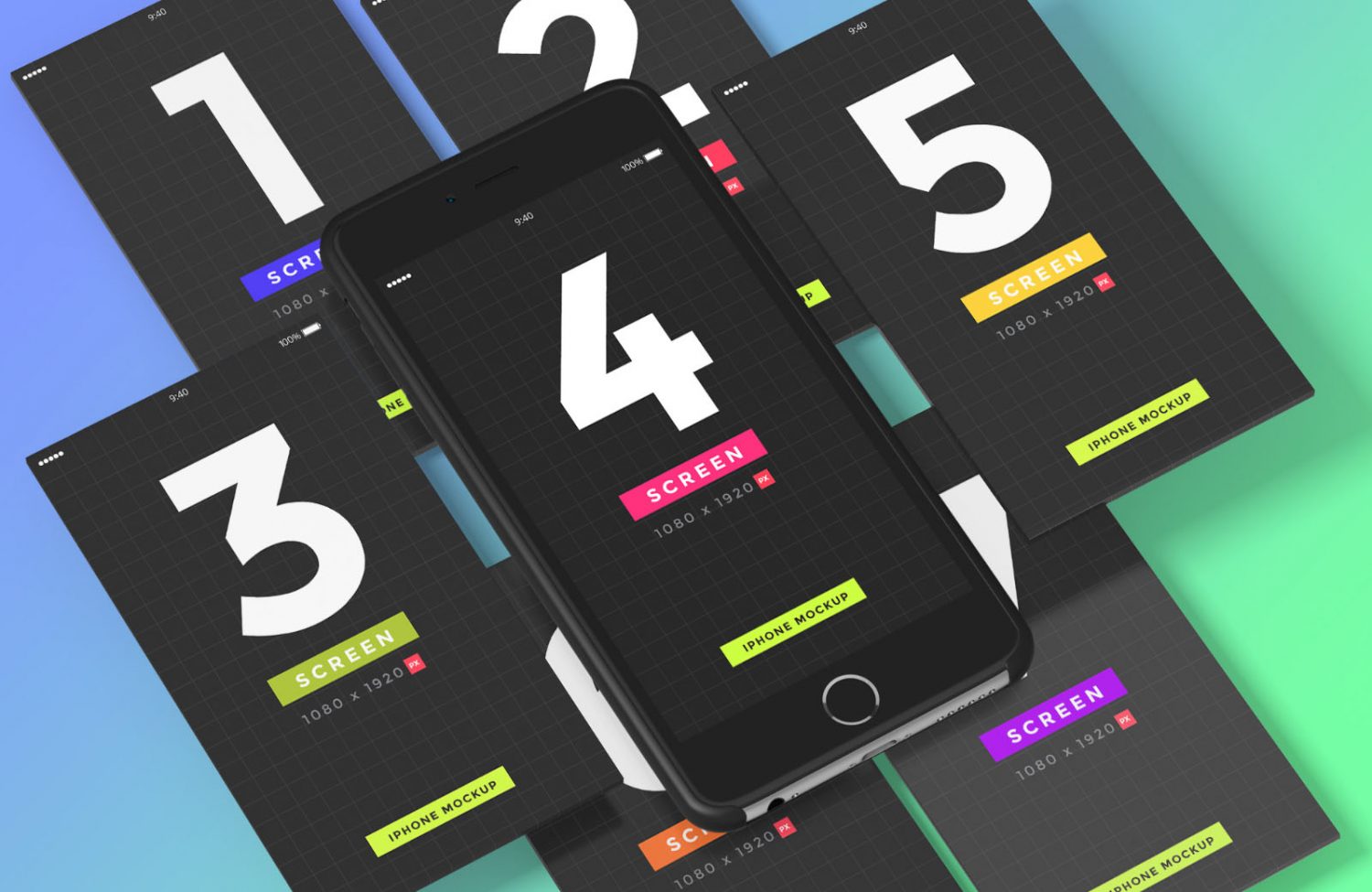 Free iPhone & Mobile Screens Mockups PSD