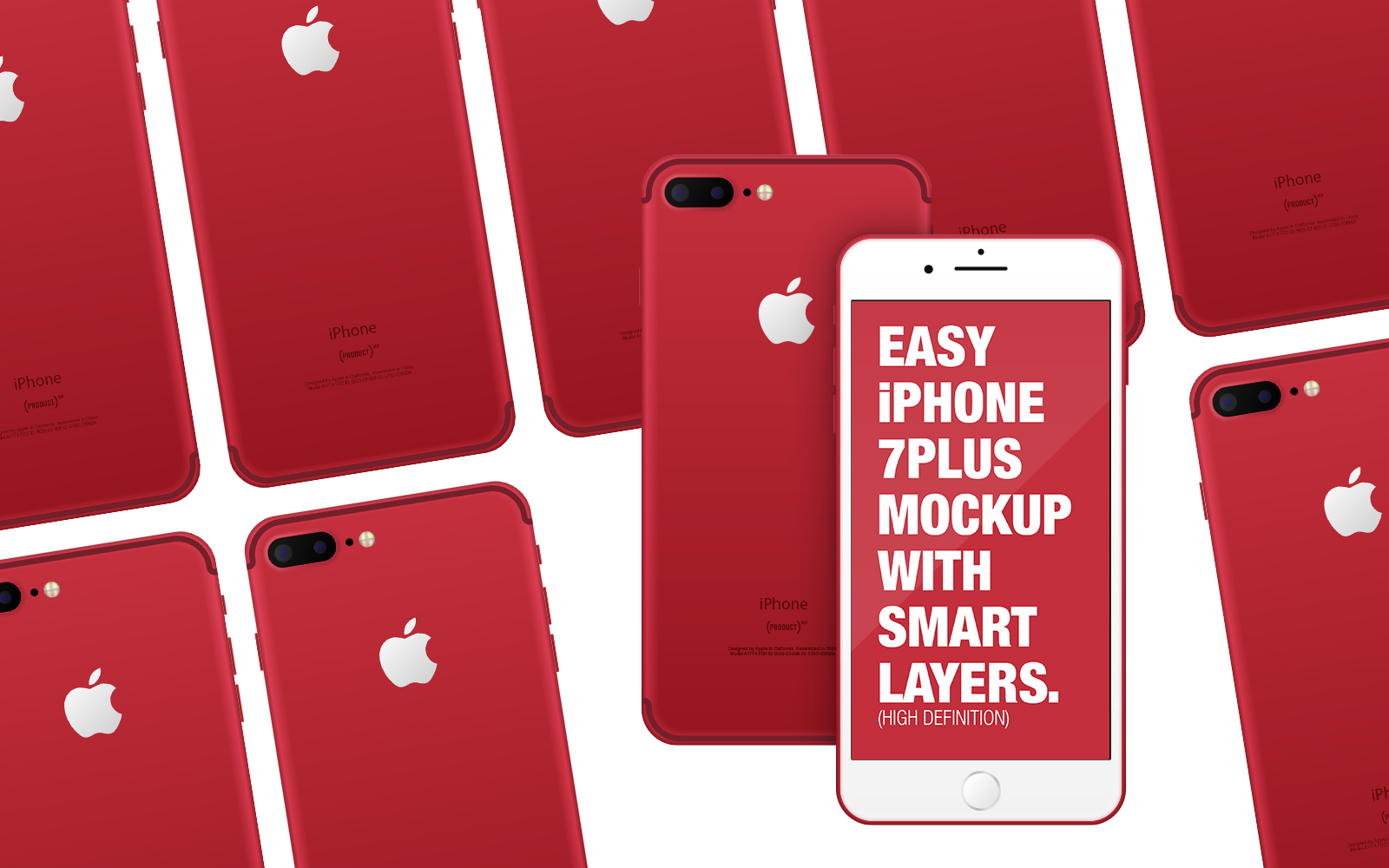 Red iPhone on Desk Mockup