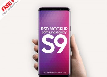 Samsung Galaxy S9 in Hand Mockup PSD