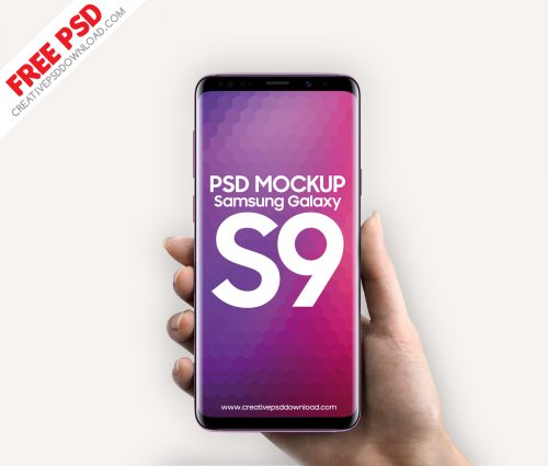 Samsung Galaxy S9 in Hand Mockup PSD