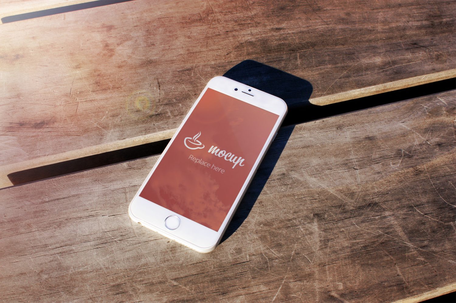 Free PSD iPhone 6 Mockup Desk