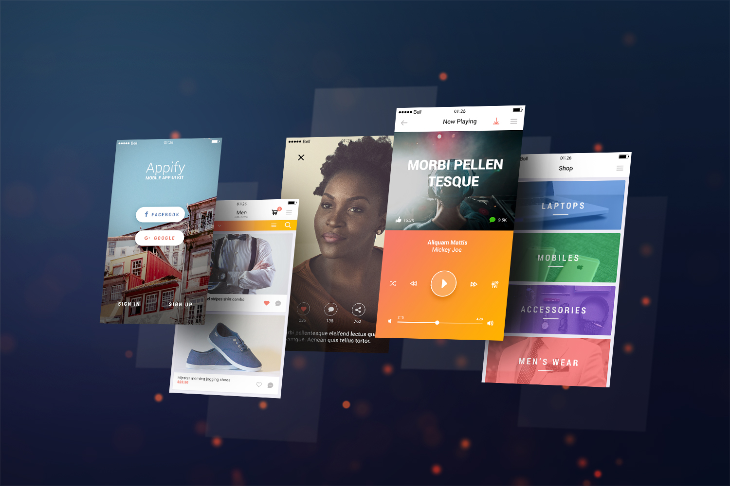 Mobile App Screens Mockup PSD