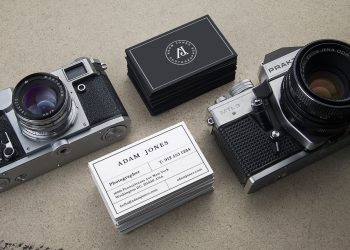 Vintage Cameras B-Cards Mockup