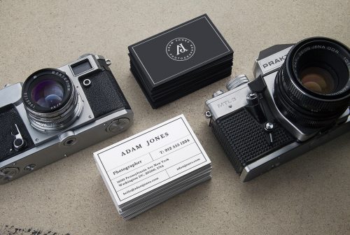 Vintage Cameras B-Cards Mockup